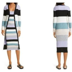 Le Superbe M fruit stripe sweater maxi dress with cardigan